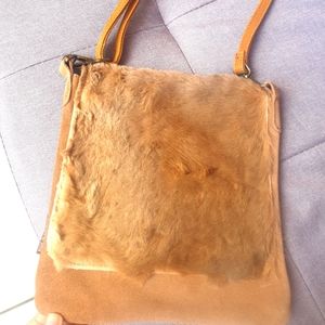 Kangaroo leather & fur handbag by UGG